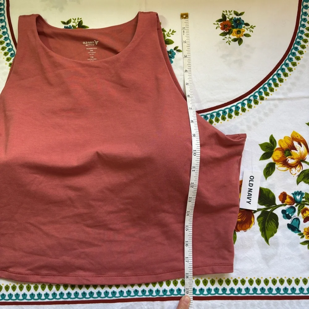 Old Navy Boxy Cropped Tank Top Pink with Padded Bra Workout Summer Shirt - Picture 6 of 9